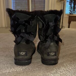 UGG Black Winter Boots with Ribbon Details